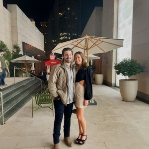 Mini cut out black and tan dress, size M